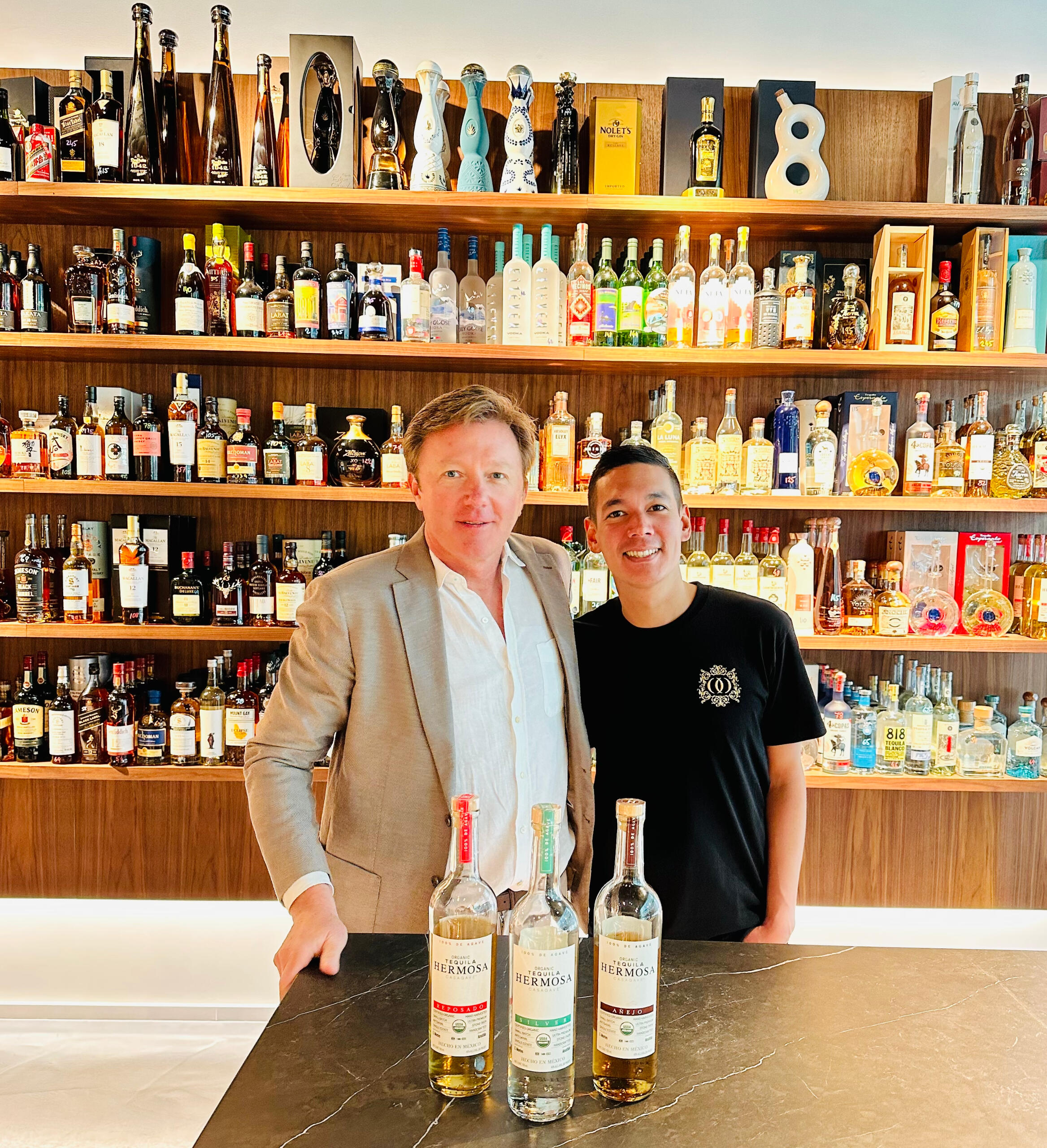 Maison Mura Wine, Spirits, Tequila experience in downtown Miami, FL retail store, delivery and private events. Maison Mura Owner Matthieu Yamoum with Will Elger Owner of Hermosa Organic Tequila doing a tequila tasting.